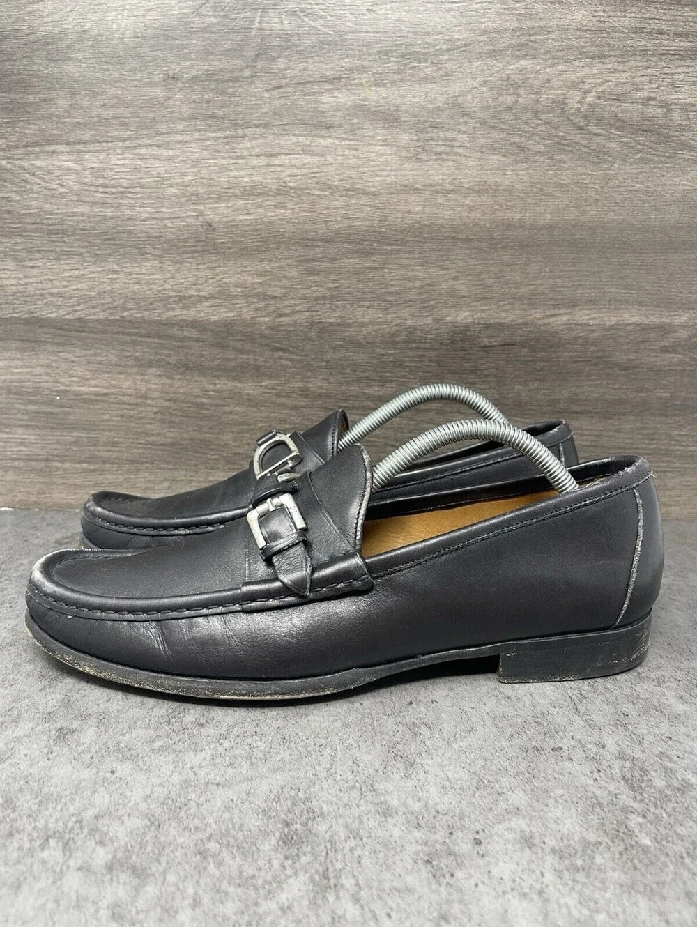Ralph Lauren D Buckle Leather Loafers Mens Size 9 Black Slip On Casual Dress